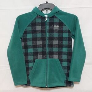 COLUMBIA BUFFALO PLAID FLEECE ZIP HOODED JACKET YOUTH LARGE‎ 14/16